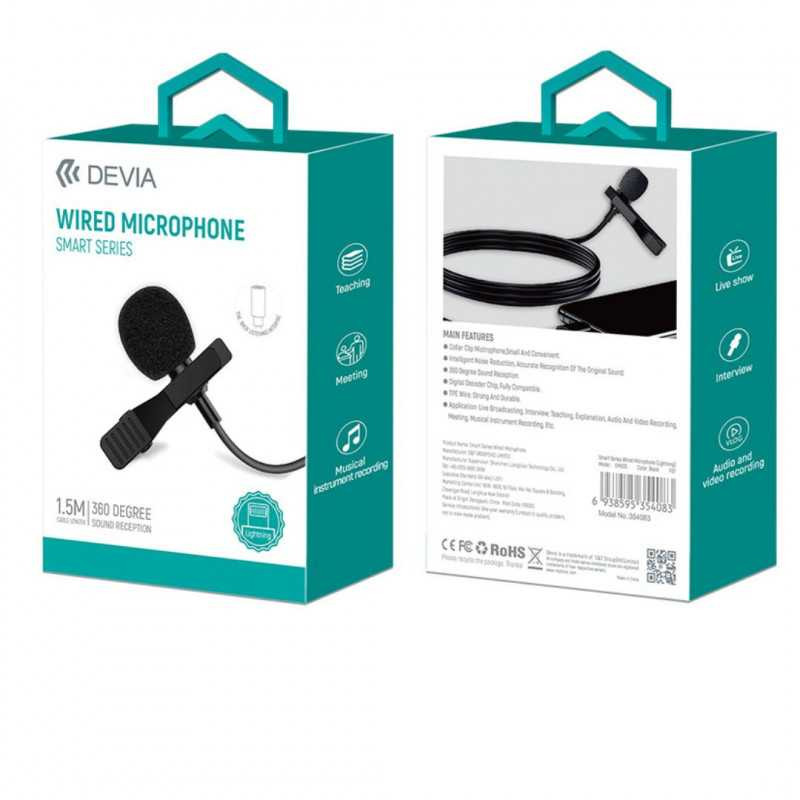 Microphone Wired Devia Smart Series - Lightning - Noir — Devia · Smarty Paris 18e